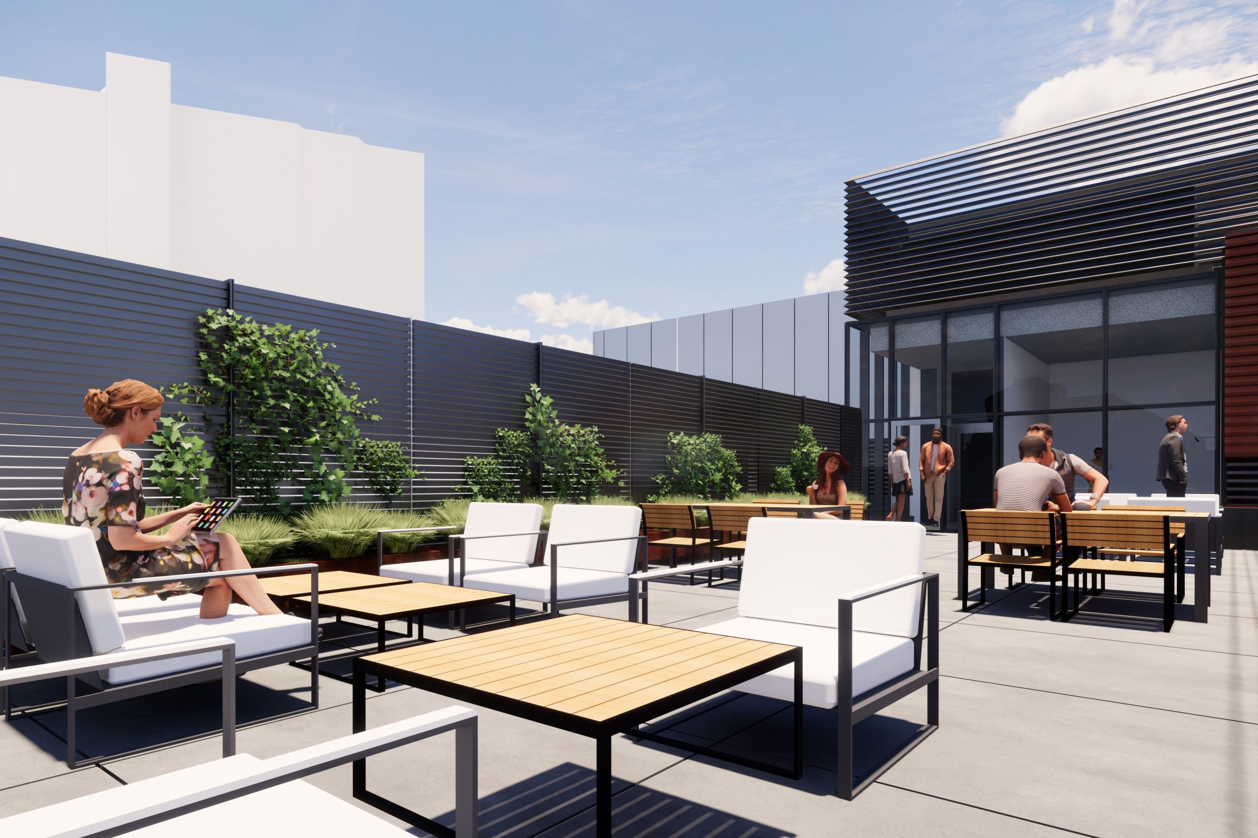 Rooftop terrace facing southwest (by Montgomery Sisam Architects)